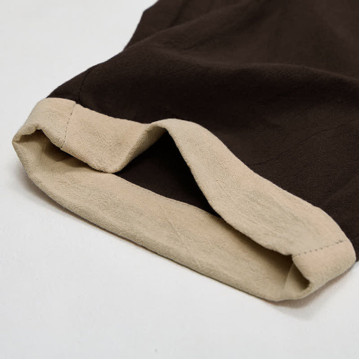 Buddha Stones Damenhose aus Baumwoll-Leinen-Mischgewebe mit minimalistischem Kontrastbesatz, elastischem Bund und Taschen - image 15