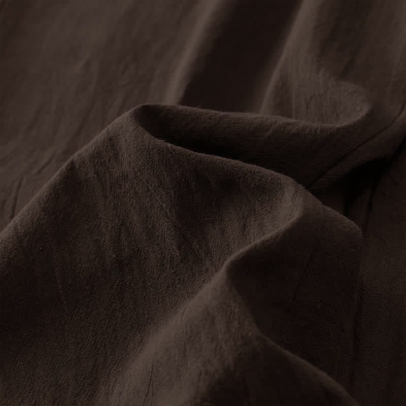 Buddha Stones Damenhose aus Baumwoll-Leinen-Mischgewebe mit minimalistischem Kontrastbesatz, elastischem Bund und Taschen - image 17