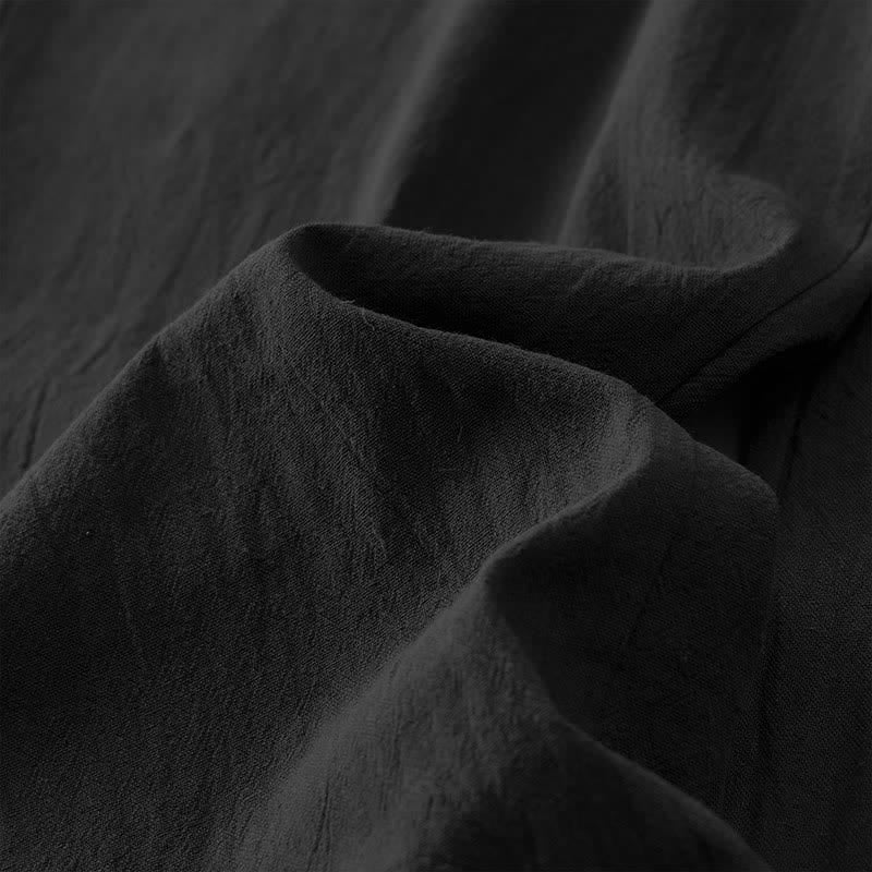 Buddha Stones Damenhose aus Baumwoll-Leinen-Mischgewebe mit minimalistischem Kontrastbesatz, elastischem Bund und Taschen - image 11