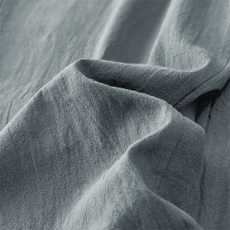 Buddha Stones Damenhose aus Baumwoll-Leinen-Mischgewebe mit minimalistischem Kontrastbesatz, elastischem Bund und Taschen - image 5