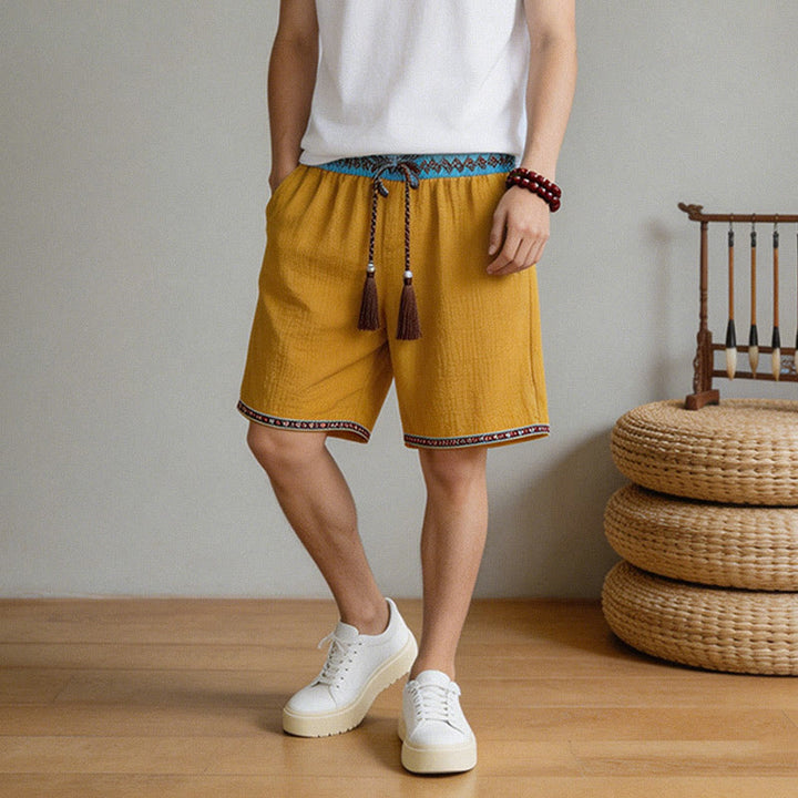 Buddha Stones Sommer Boho Casual Bermuda-Shorts mit Kordelzug und Taschen für Herren - image 16