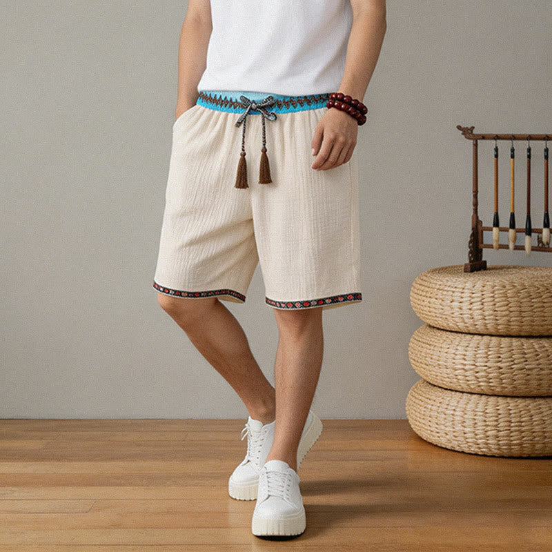 Buddha Stones Sommer Boho Casual Bermuda-Shorts mit Kordelzug und Taschen für Herren - image 2