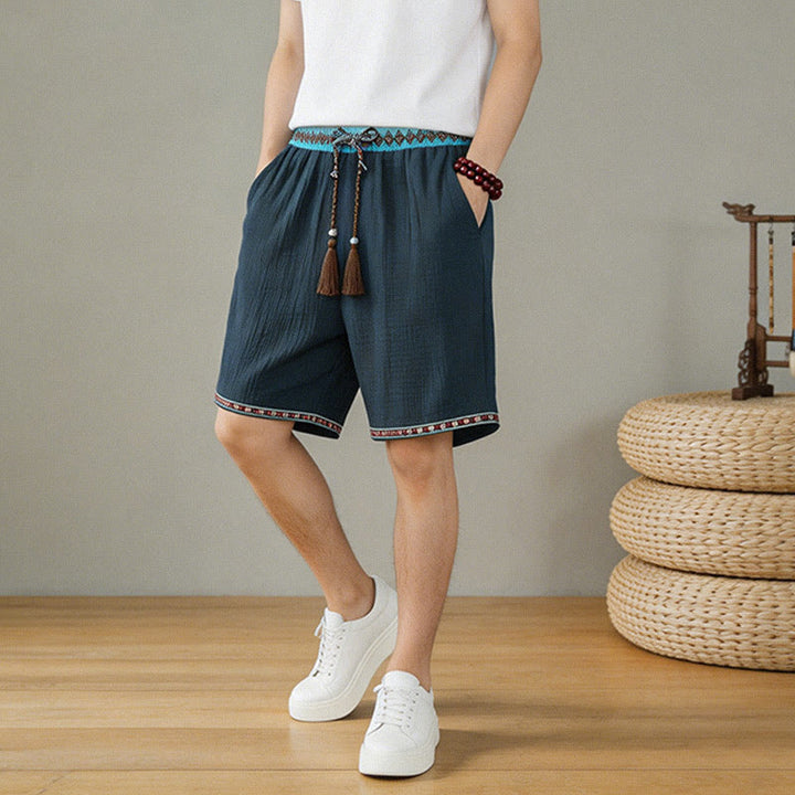 Buddha Stones Sommer Boho Casual Bermuda-Shorts mit Kordelzug und Taschen für Herren - image 9