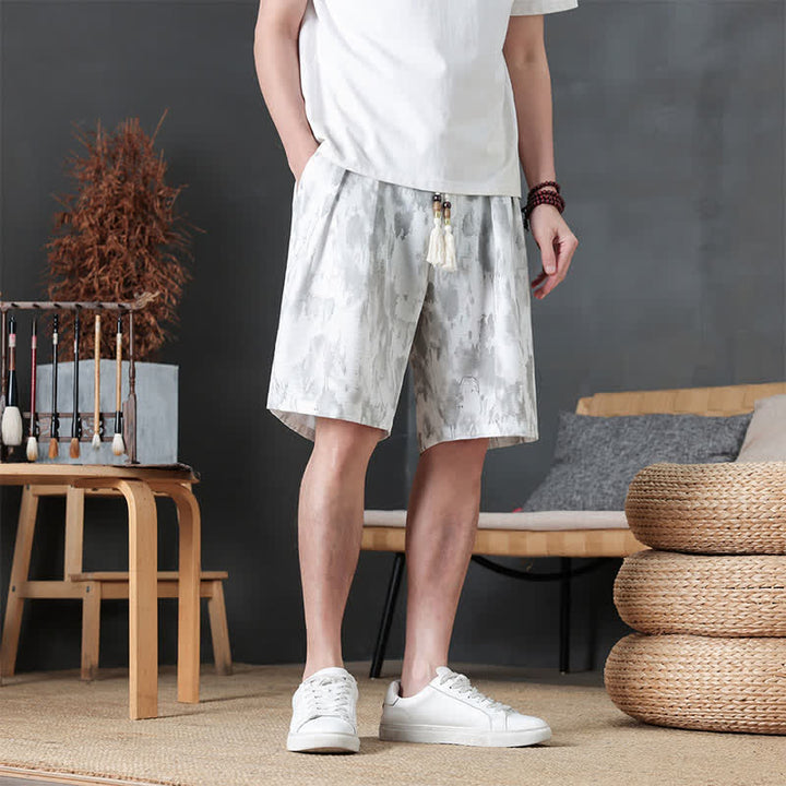 Buddha Stones Lässige, minimalistische Herren-Shorts mit Kordelzug und Tasche für den Sommer. - Weiß - US/UK/AU46, EU56 (5XL) - image 24