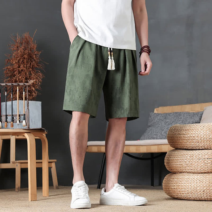 Buddha Stones Lässige, minimalistische Herren-Shorts mit Kordelzug und Tasche für den Sommer. - Dunkelolivgrün - US/UK/AU46, EU56 (5XL) - image 0