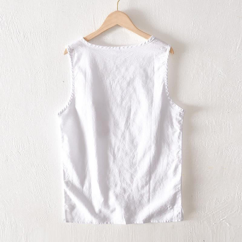 Buddha Stones Lässiges, minimalistisches Sommer-Tanktop für Herren, ärmellos, mit aufgesetzter Tasche - image 9