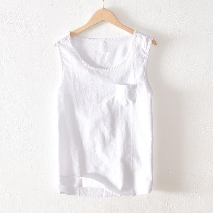Buddha Stones Lässiges, minimalistisches Sommer-Tanktop für Herren, ärmellos, mit aufgesetzter Tasche - Weiß - US/UK/AU42, EU52 (3XL) - image 8