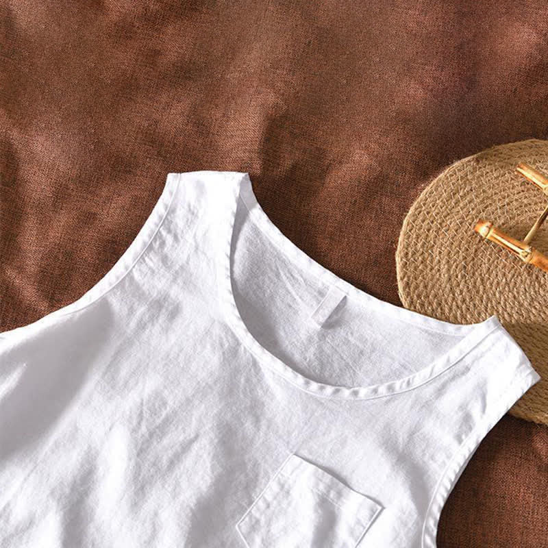 Buddha Stones Lässiges, minimalistisches Sommer-Tanktop für Herren, ärmellos, mit aufgesetzter Tasche - image 10