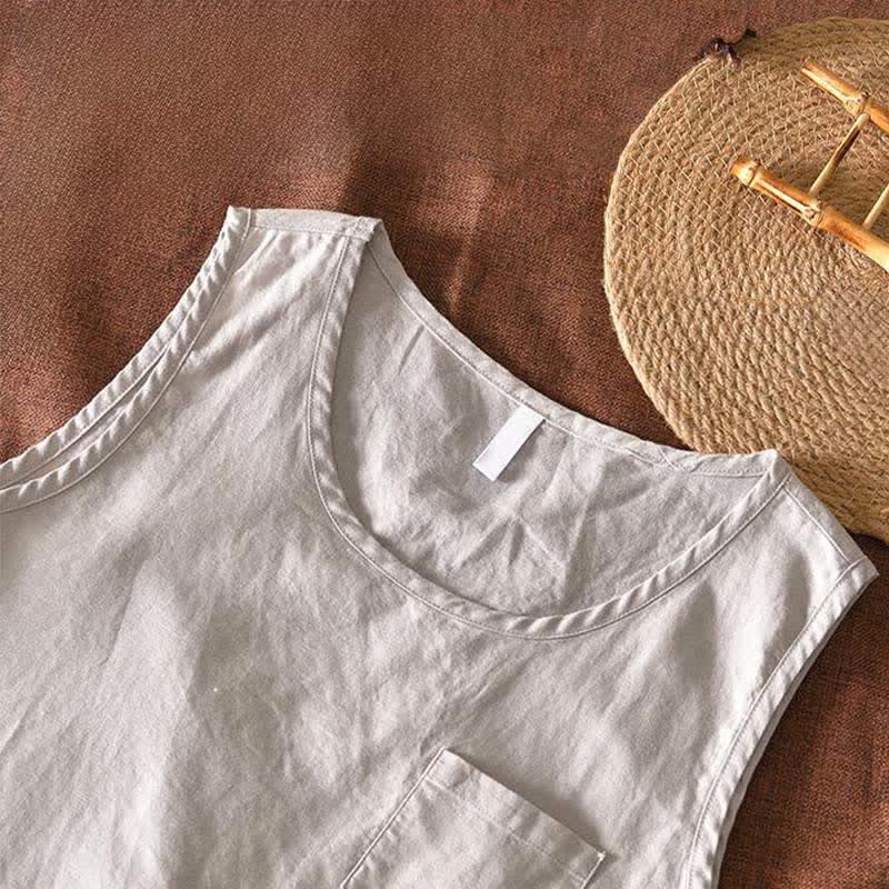 Buddha Stones Lässiges, minimalistisches Sommer-Tanktop für Herren, ärmellos, mit aufgesetzter Tasche - image 5