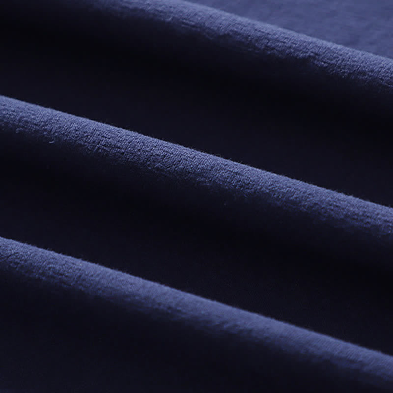 Buddha Stones Minimalistischer, einfarbiger Herrenkimono mit kurzen Ärmeln, Kordelzug, Schnürung und Taschen für den Sommer - image 12