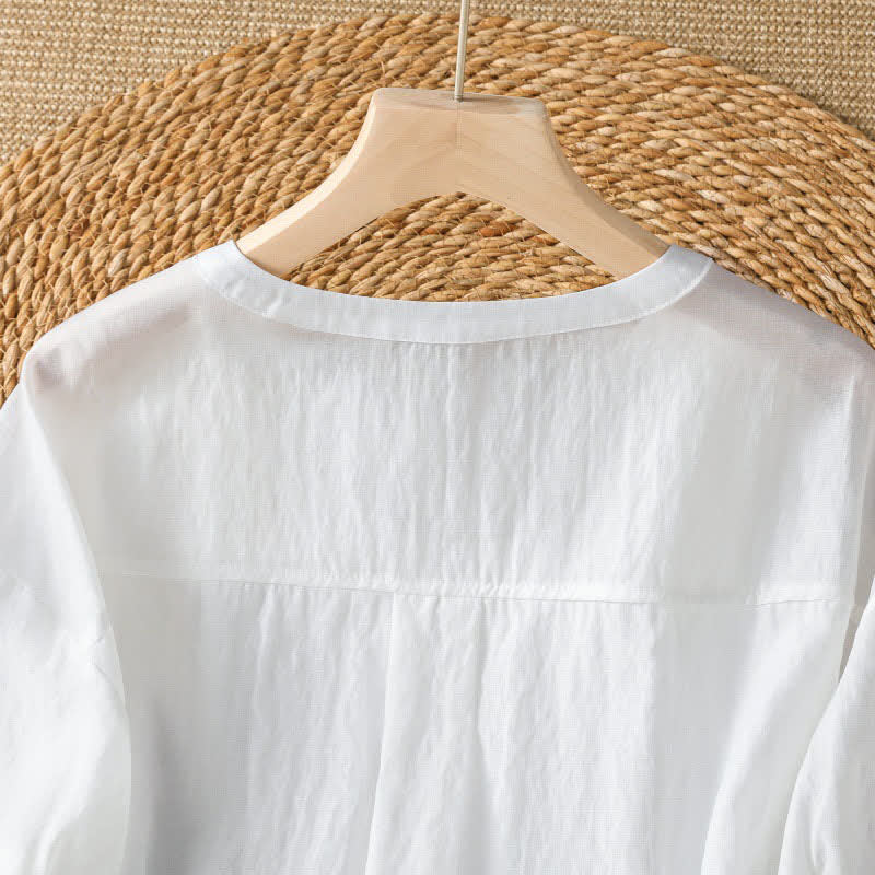 Buddha Stones Lässiges, schlichtes Kurzarm-T-Shirt für Damen mit V-Ausschnitt und V-Ausschnitt – perfekt für den Sommer - image 6