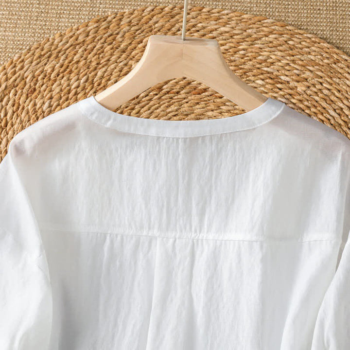 Buddha Stones Lässiges, schlichtes Kurzarm-T-Shirt für Damen mit V-Ausschnitt und V-Ausschnitt – perfekt für den Sommer - image 6