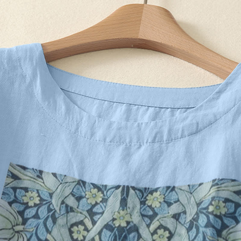 Buddha Stones Sommerliches, lässiges Vintage-T-Shirt mit Kordelzug und abstraktem Blumenmuster, Kurzarm, für Damen - image 6