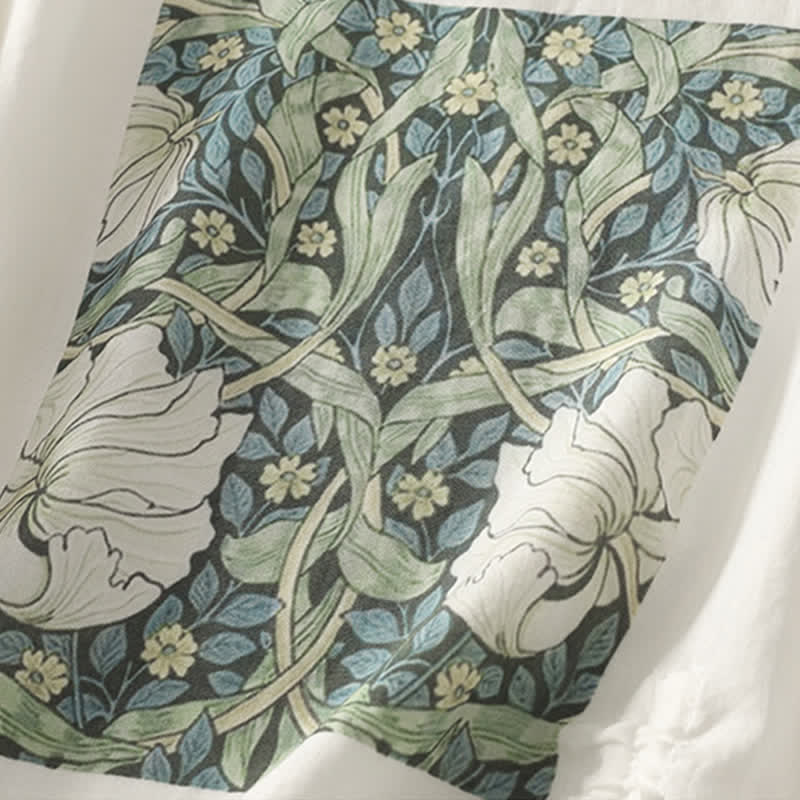 Buddha Stones Sommerliches, lässiges Vintage-T-Shirt mit Kordelzug und abstraktem Blumenmuster, Kurzarm, für Damen - image 17