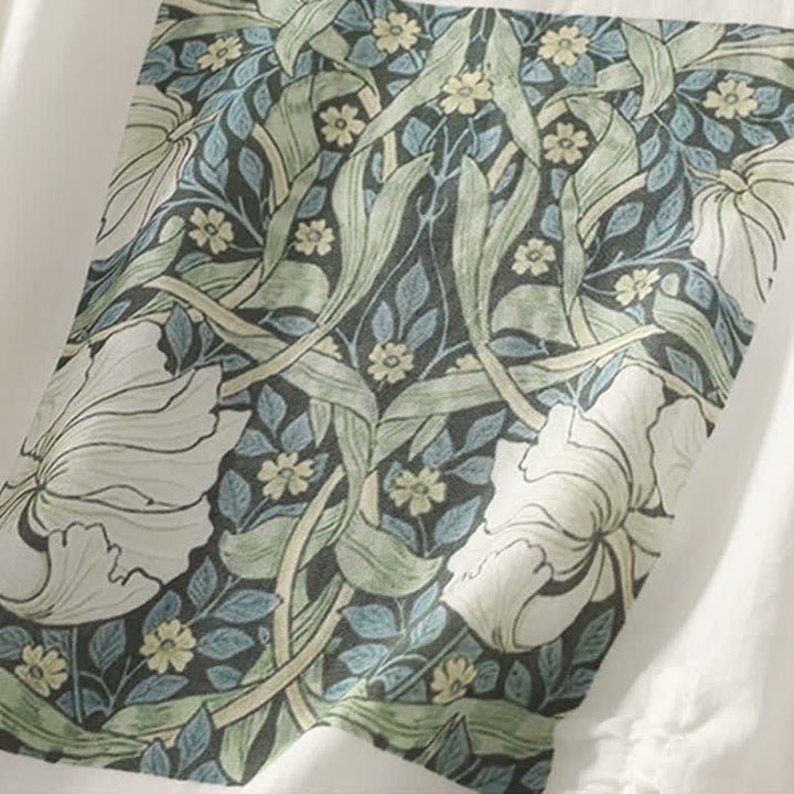 Buddha Stones Sommerliches, lässiges Vintage-T-Shirt mit Kordelzug und abstraktem Blumenmuster, Kurzarm, für Damen - image 17