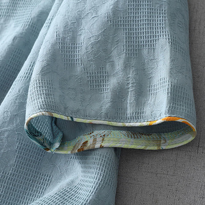Buddha Stones Sommerliche Tang Style Casual Frog Button Solid Damenbluse mit Ellbogenlänge - image 6