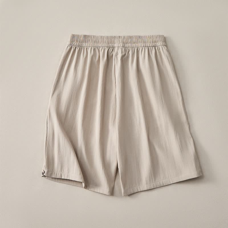 Buddha Stones Lässige, minimalistische Herren-Shorts mit Kordelzug und elastischem Bund, einfarbig, mit Tasche - image 3