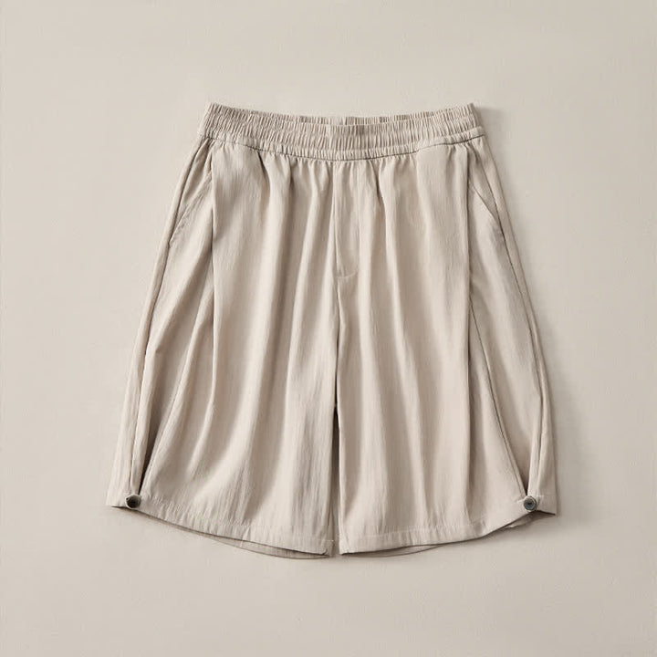Buddha Stones Lässige, minimalistische Herren-Shorts mit Kordelzug und elastischem Bund, einfarbig, mit Tasche - image 2
