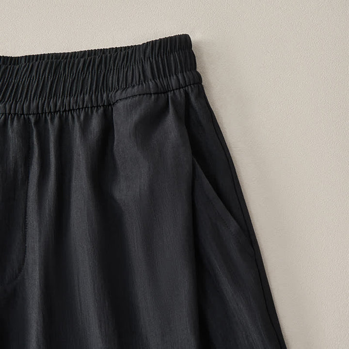 Buddha Stones Lässige, minimalistische Herren-Shorts mit Kordelzug und elastischem Bund, einfarbig, mit Tasche - image 12