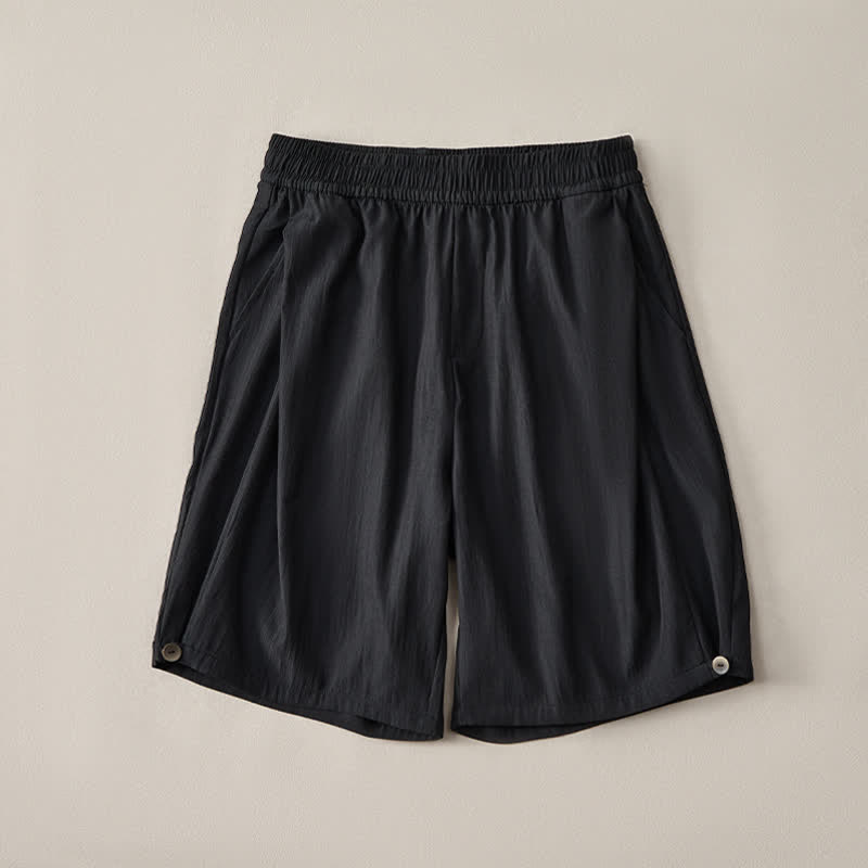 Buddha Stones Lässige, minimalistische Herren-Shorts mit Kordelzug und elastischem Bund, einfarbig, mit Tasche - image 9