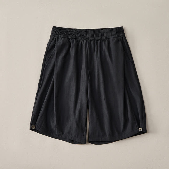 Buddha Stones Lässige, minimalistische Herren-Shorts mit Kordelzug und elastischem Bund, einfarbig, mit Tasche - image 9