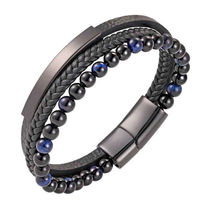 Buddha Stones Geflochtenes Lederarmband mit Tigerauge-Motiv, mehrlagig - Lapis-Stil - image 15