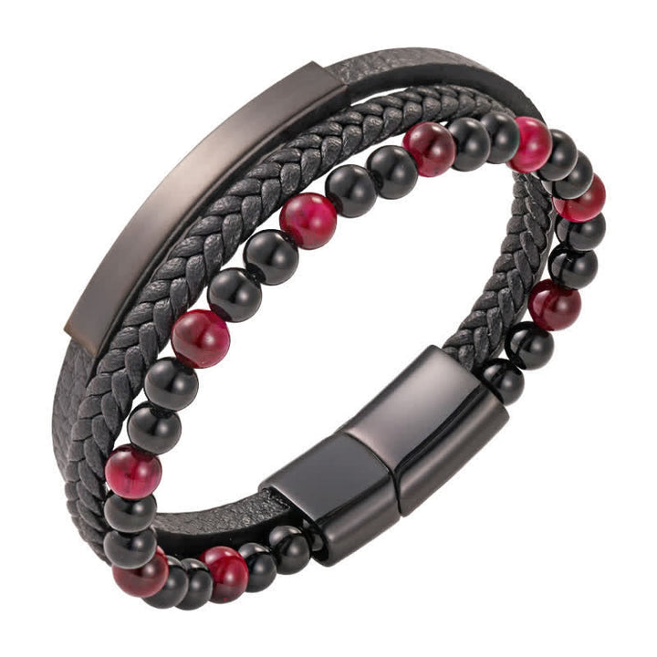 Buddha Stones Geflochtenes Lederarmband mit Tigerauge-Motiv, mehrlagig - Rose - image 17