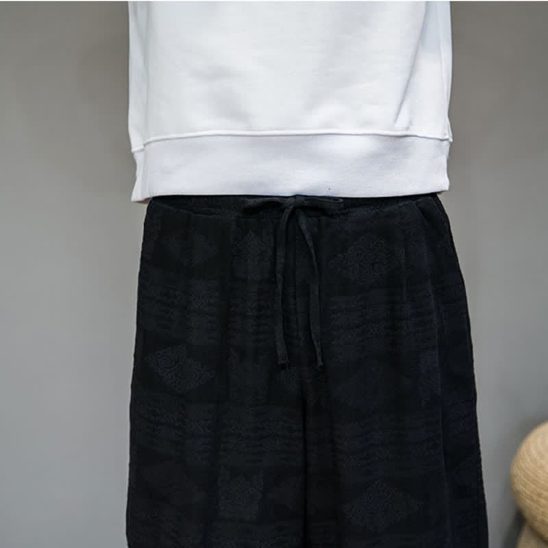 Buddha Stones Lässige lange Herrenhose im Vintage-Stil mit geometrischem Muster für Frühling und Sommer, gerades Bein und Taschen - image 16