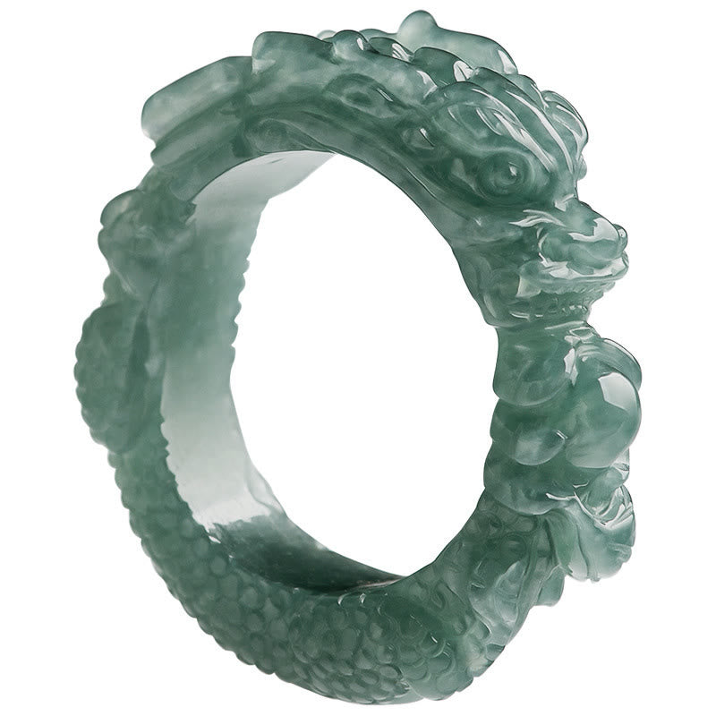 Buddha Stones Natürlicher Jade-Drachen-Erfolgsring - image 10