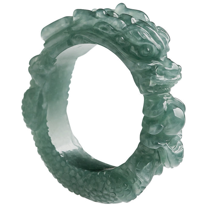 Buddha Stones Natürlicher Jade-Drachen-Erfolgsring - image 10