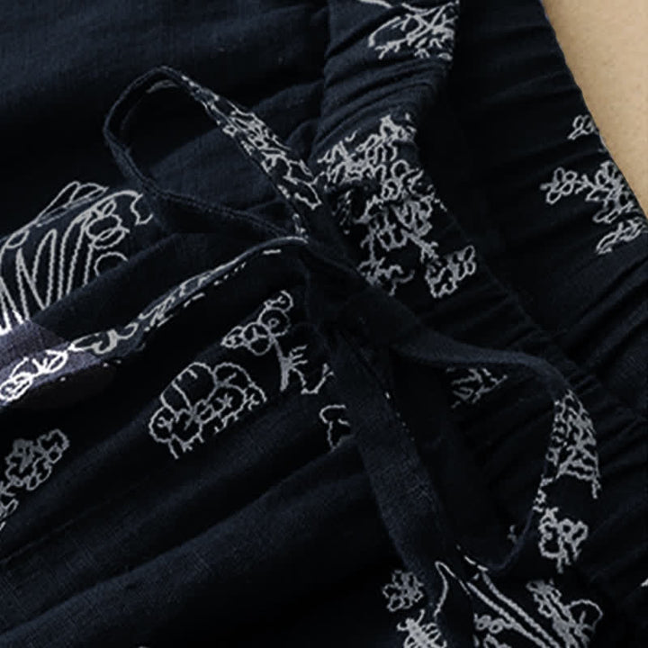 Buddha Stones Lässige Vintage-Sommerhose mit Blumenmuster, Kordelzug, weites Bein und Tasche - image 11