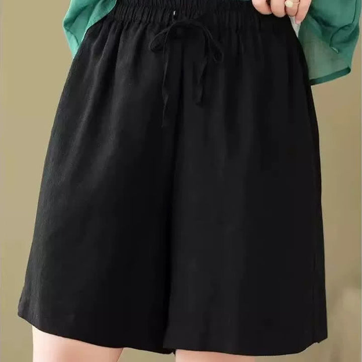 Buddha Stones Lässige, einfarbige Damen-Shorts mit Kordelzug und Tasche für den Sommer. - image 9