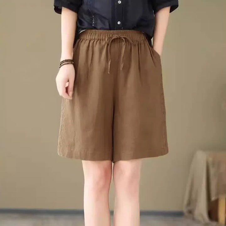 Buddha Stones Lässige, einfarbige Damen-Shorts mit Kordelzug und Tasche für den Sommer. - image 12