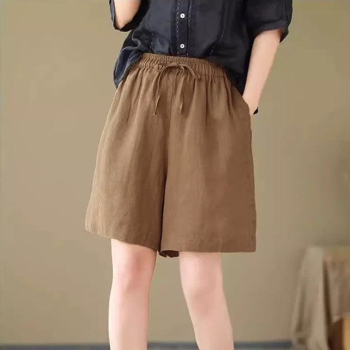 Buddha Stones Lässige, einfarbige Damen-Shorts mit Kordelzug und Tasche für den Sommer. - image 13