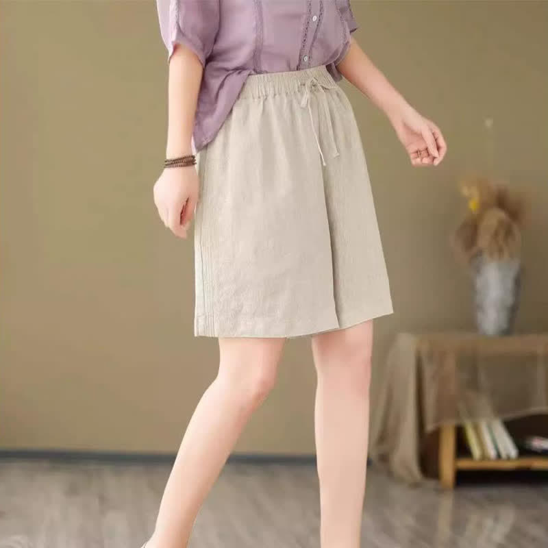Buddha Stones Lässige, einfarbige Damen-Shorts mit Kordelzug und Tasche für den Sommer. - image 21