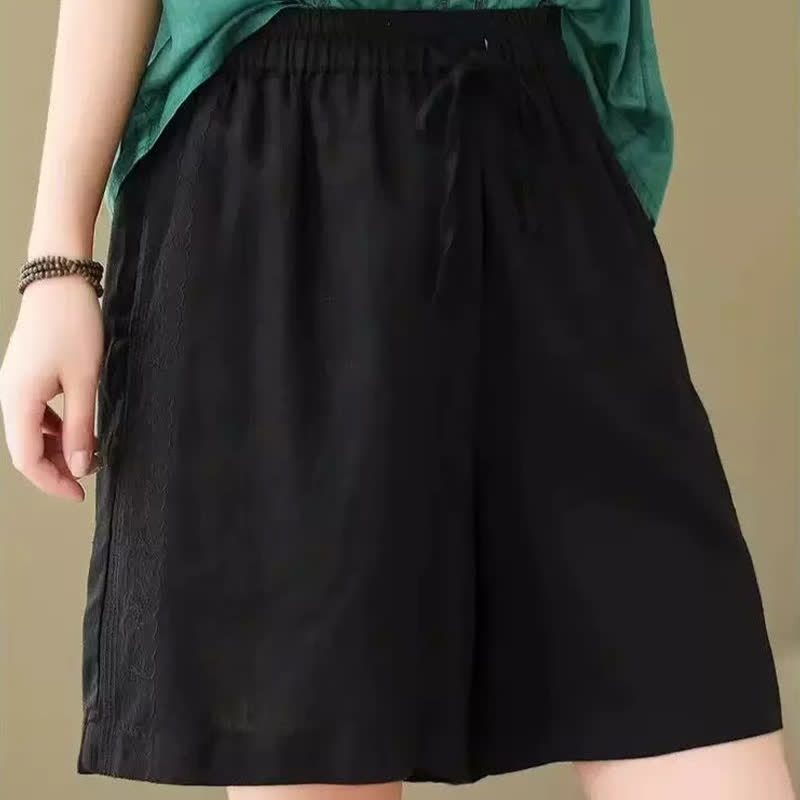 Buddha Stones Lässige, einfarbige Damen-Shorts mit Kordelzug und Tasche für den Sommer. - image 8