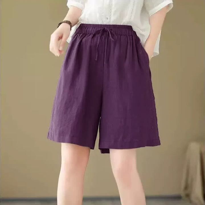 Buddha Stones Lässige, einfarbige Damen-Shorts mit Kordelzug und Tasche für den Sommer. - image 18