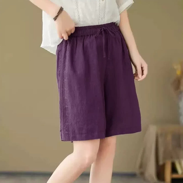Buddha Stones Lässige, einfarbige Damen-Shorts mit Kordelzug und Tasche für den Sommer. - image 16