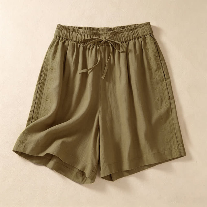 Buddha Stones Lässige, einfarbige Damen-Shorts mit Kordelzug und Tasche für den Sommer. - Dunkelgoldenrod - US12, UK/AU16, EU44 (3XL) - image 0