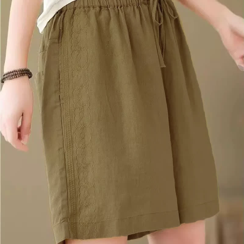 Buddha Stones Lässige, einfarbige Damen-Shorts mit Kordelzug und Tasche für den Sommer. - image 2