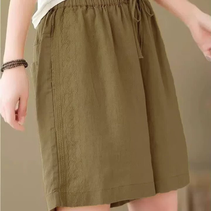 Buddha Stones Lässige, einfarbige Damen-Shorts mit Kordelzug und Tasche für den Sommer. - image 2