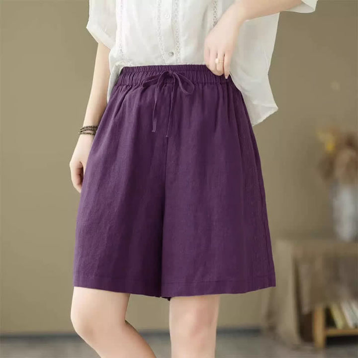Buddha Stones Lässige, einfarbige Damen-Shorts mit Kordelzug und Tasche für den Sommer. - image 17