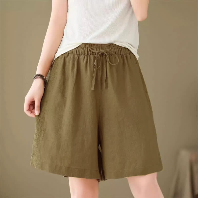 Buddha Stones Lässige, einfarbige Damen-Shorts mit Kordelzug und Tasche für den Sommer. - image 1