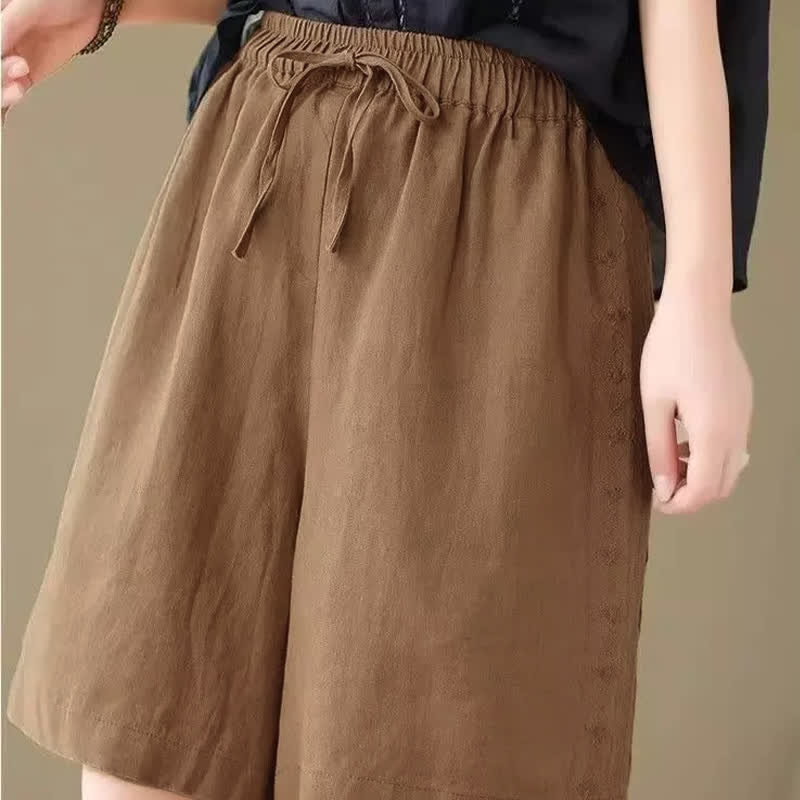 Buddha Stones Lässige, einfarbige Damen-Shorts mit Kordelzug und Tasche für den Sommer. - image 11