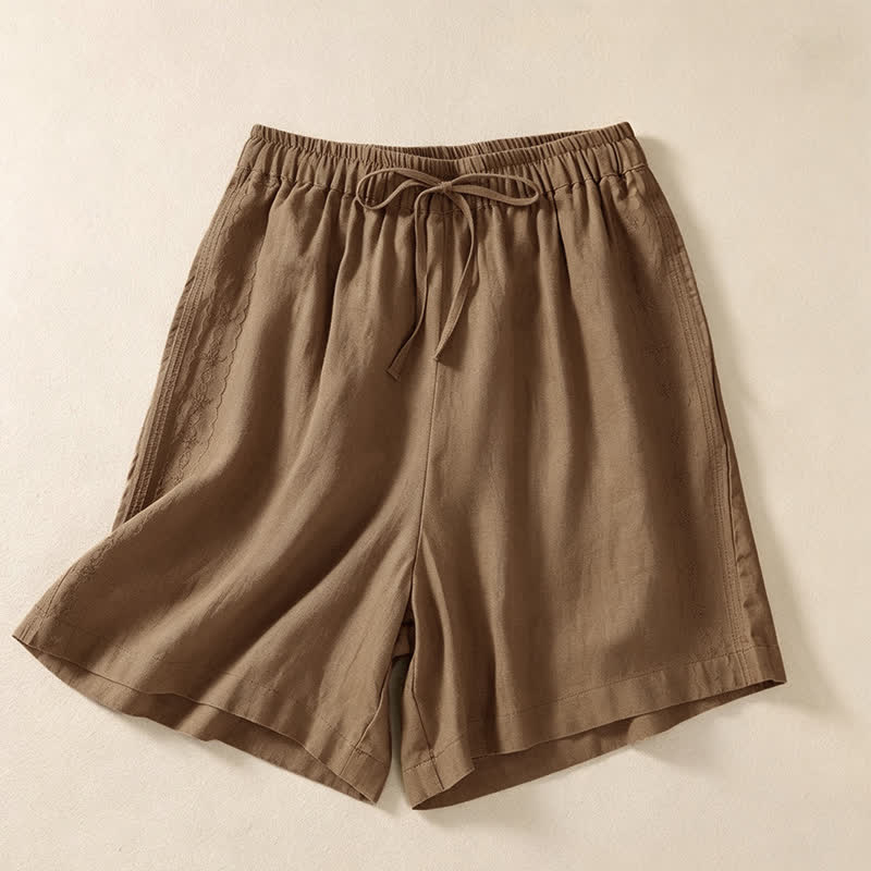 Buddha Stones Lässige, einfarbige Damen-Shorts mit Kordelzug und Tasche für den Sommer. - BurlyWood - US12, UK/AU16, EU44 (3XL) - image 10