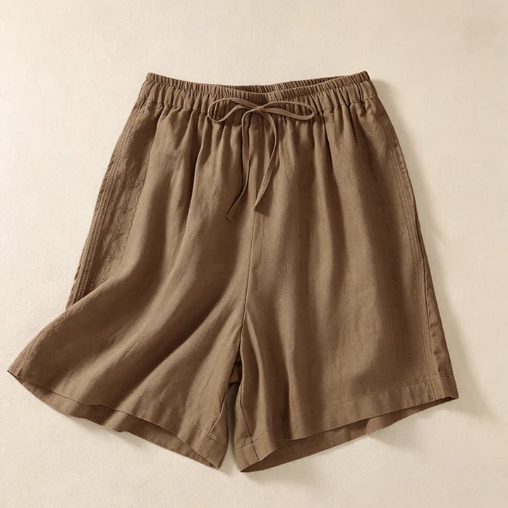 Buddha Stones Lässige, einfarbige Damen-Shorts mit Kordelzug und Tasche für den Sommer. - BurlyWood - US12, UK/AU16, EU44 (3XL) - image 10