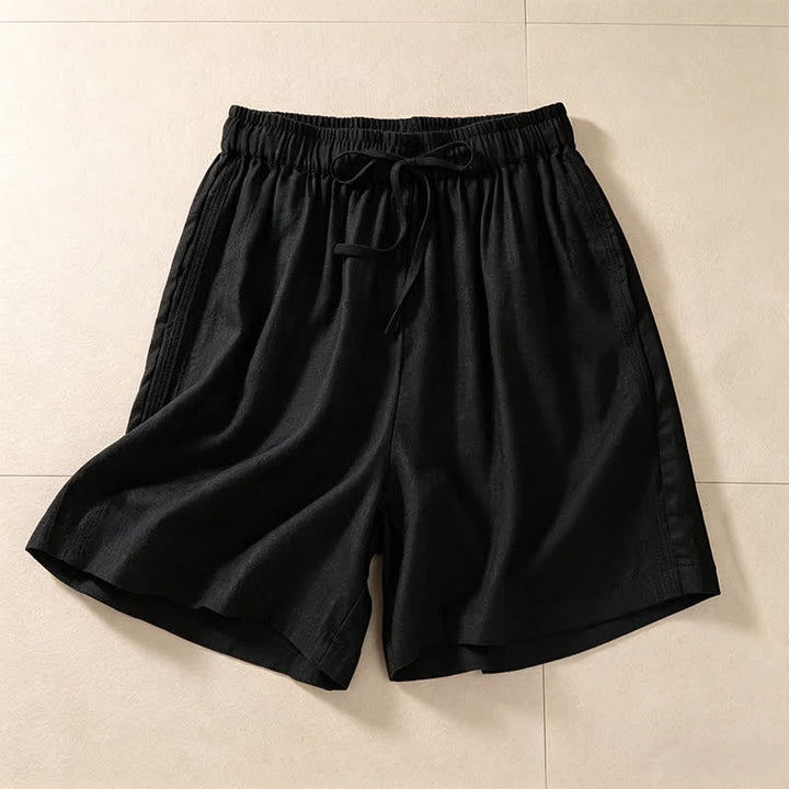 Buddha Stones Lässige, einfarbige Damen-Shorts mit Kordelzug und Tasche für den Sommer. - Schwarz - US12, UK/AU16, EU44 (3XL) - image 5