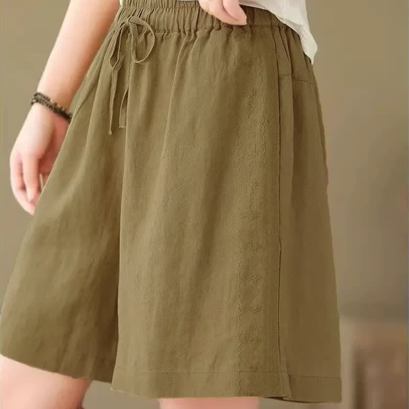 Buddha Stones Lässige, einfarbige Damen-Shorts mit Kordelzug und Tasche für den Sommer. - image 4