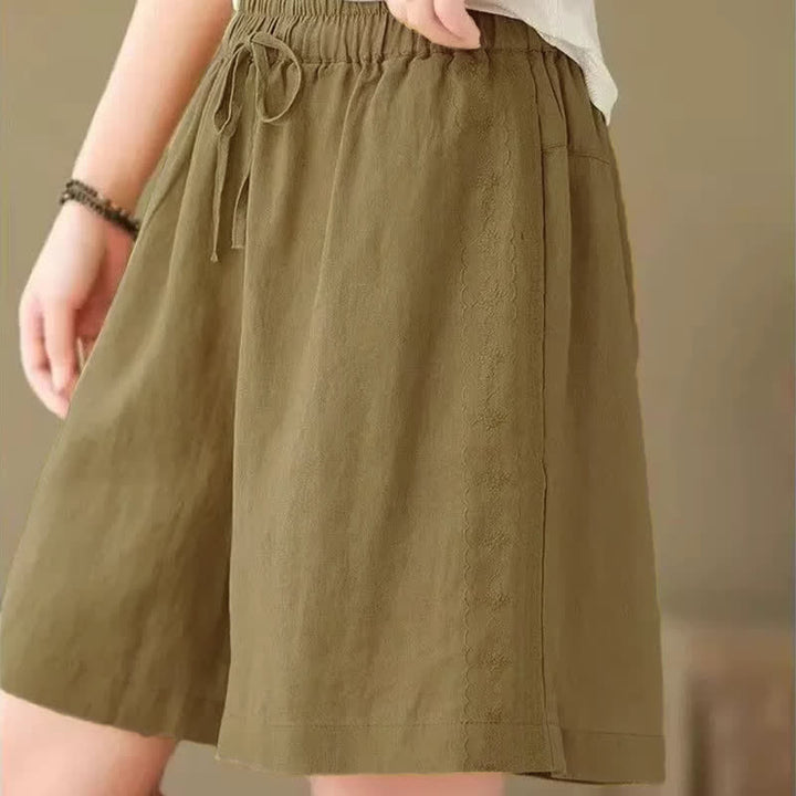 Buddha Stones Lässige, einfarbige Damen-Shorts mit Kordelzug und Tasche für den Sommer. - image 4