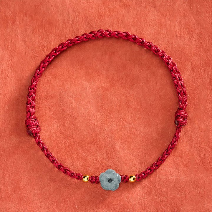 Buddha Stones Jadeblumen-Armband mit roter Schnur - image 1